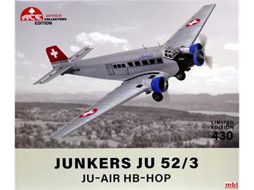 ACE 001558 Junkers JU 52/3 JU-Air HB-HOP, Fertigmodell aus Metall - Massstab 1:72