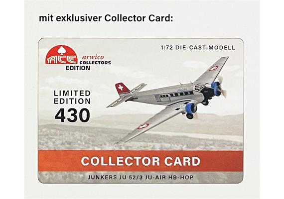 ACE 001558 Junkers JU 52/3 JU-Air HB-HOP, Fertigmodell aus Metall - Massstab 1:72 | Bild 3