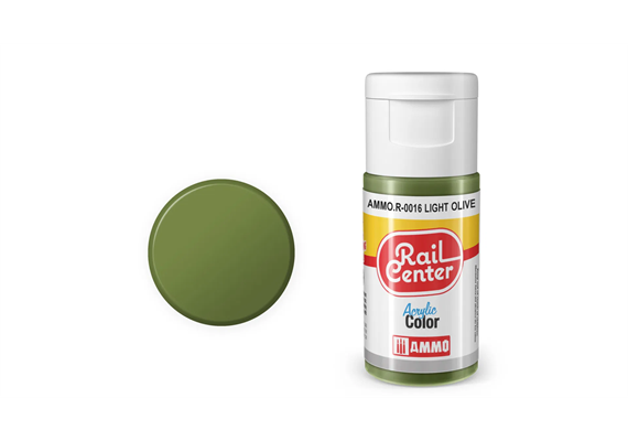 AMMO R-0016 Rail Center Olivgrün, hell, matt, Acrylfarbe, 20 ml