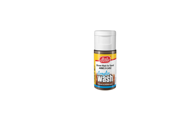 AMMO R-2452 Braun für Sand, Acryl Wash, Inhalt 15ml - H0, TT, N, Z, 0, 1, G, H0m, H0e