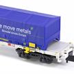 Arnold HN6659 4-achsiger Containertragwagen mit 2x blau 22' coil - N (1:160) | Bild 3