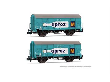 Arnold HN6683 SBB 2-teiliges Set 2-achsiger gedeckter Güterwagen K4, APROZ, Ep. III - N