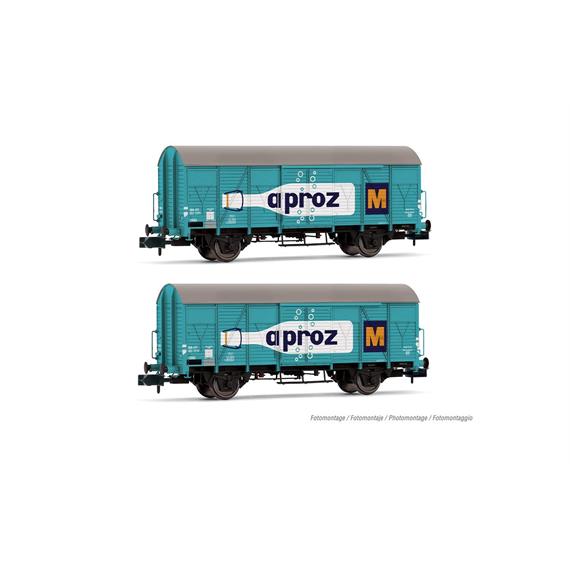 Arnold HN6683 SBB 2-teiliges Set 2-achsiger gedeckter Güterwagen K4, APROZ, Ep. III - N