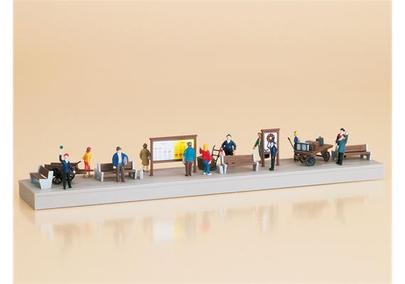 Auhagen 11339 Bahnsteigausstattung mit Figuren - H0 (1:87) | Bild 1