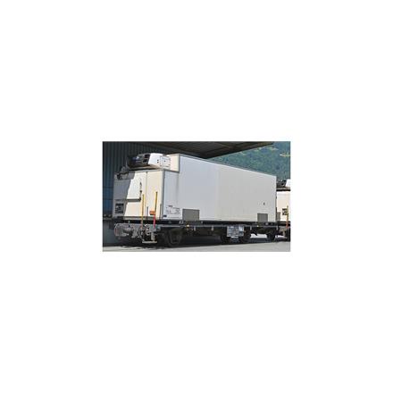 Bemo 2269 162 RhB Lb-v 7869 Tragwagen mit Kühlcontainer Y 11602, neutral weiß - H0m