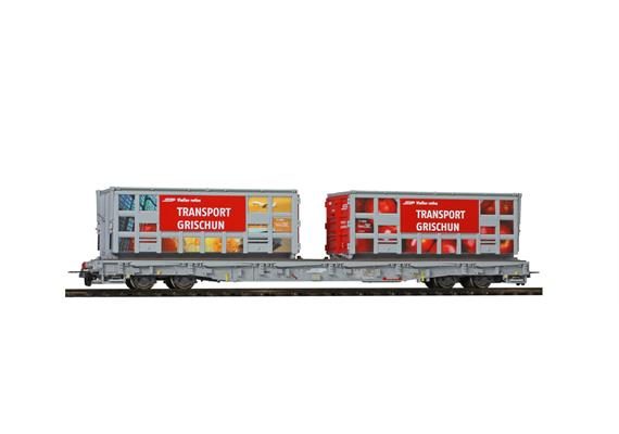 Bemo 2291 120 RhB R-w 8210 Tragwagen "Bündner Güterbahn" Apfel & Hafen, H0m (1:87)
