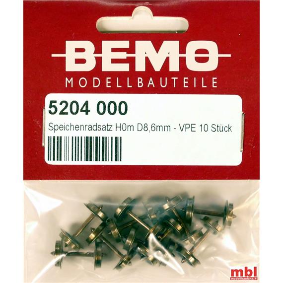 Bemo 5204 000 Speichenradsatz d=8,6mm, Inhalt 10 Stück, H0m (1:87)