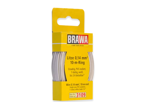 Brawa 3109 Litze 0,14 mm², weiß , 10 m