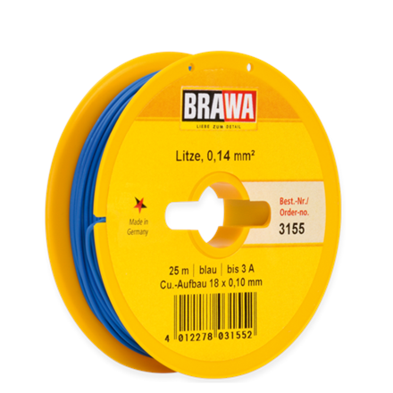 Brawa 3155 Litze 0,14 mm blau, 25 m