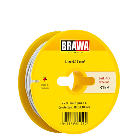Brawa 3159 Litze 0,14mm weiss, 25m