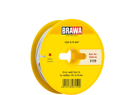 Brawa 3159 Litze 0,14mm weiss, 25m