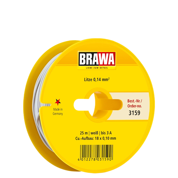 Brawa 3159 Litze 0,14mm weiss, 25m