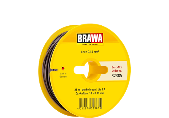 BRAWA 32385 Schaltlitze 0,14 mm2, 25 m Spule, DUNKELBRAUN