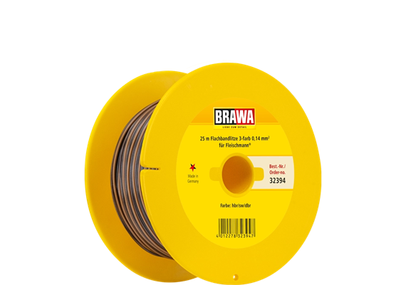 Brawa 32394 Flachbandkabel 3-fach hellbraun/schwarz/dunkelbraun, 25 Meter, 0.14 mm²