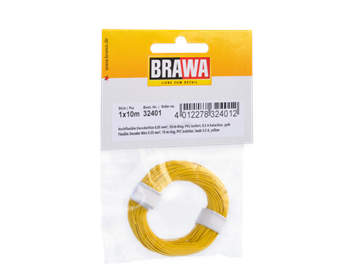 BRAWA 32401 Hochflexible Decoderlitze gelb 0,05mm, Länge 10m