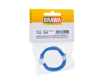 BRAWA 32405 Hochflexible Decoderlitze blau 0,05mm, Länge 10m