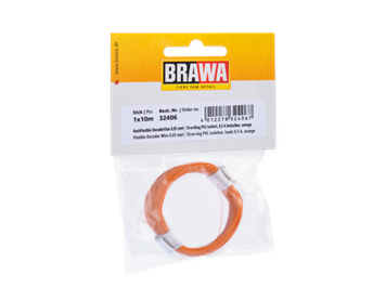 BRAWA 32406 Hochflexible Decoderlitze orange 0,05mm, Länge 10m