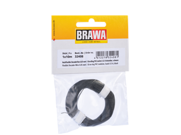 BRAWA 32408 Hochflexible Decoderlitze schwarz 0,05mm, Länge 10m