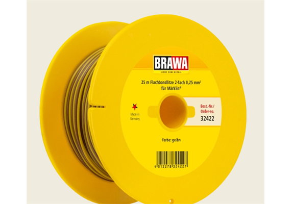 Brawa 32422 Doppellitze 0,25 mm² , 25m Spule, gelb/braun