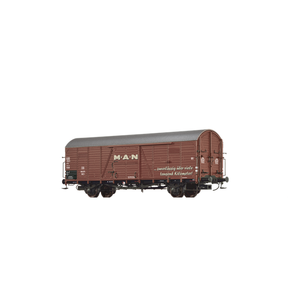 Brawa 50473 GEDECKTER GÜTERWAGEN GLR 23 "MAN" DER DB, DC 2L - H0 (1:87)