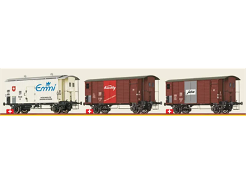 Brawa 50872 Güterwagen Set K2 Schweiz, 3-teilig, DC 2L - H0 (1:87)