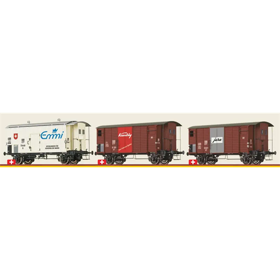 Brawa 50882 Güterwagen Set K2 Schweiz 3-teilig, AC 3L - H0 (1:87)