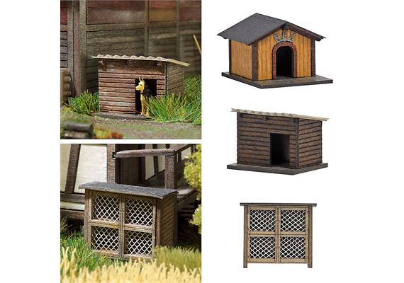 Busch 1522 Hasenstall & Hundehütten (echt Holz) HO