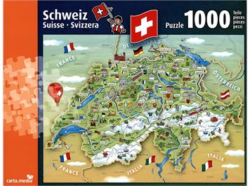 Carta.Media 7221 Puzzle Illustrierte Schweizerkarte (1'000 teilig)