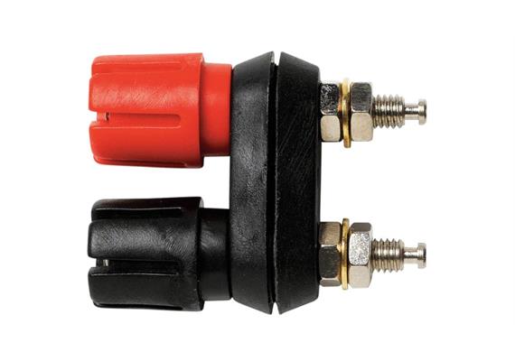 Doppelte Polklemme mit Sockel 4mm Schwarz, rot