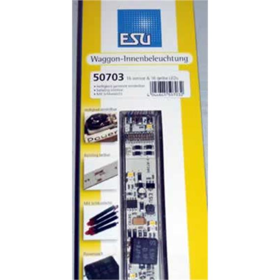 ESU 50703 LED Wageninnenbeleuchtungs-Set mit Schlusslicht weiss/gelb (für Grossbahnen)