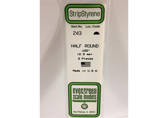 Evergreen 243 Halbrundstange, 35 cm lang, Durchm. 2,5 mm, 3 Stück | Bild 2
