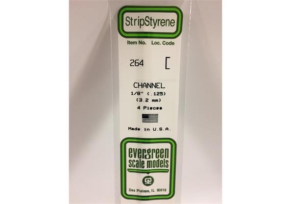 Evergreen 264 U-Profil, 350x3,2x1,2 mm - 1/8, 4 Stück | Bild 2