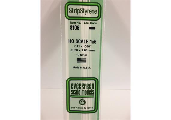Evergreen 8106 Maßstab 1:87: Leisten, 350x0,3x1,7 mm, 10 Stück | Bild 2