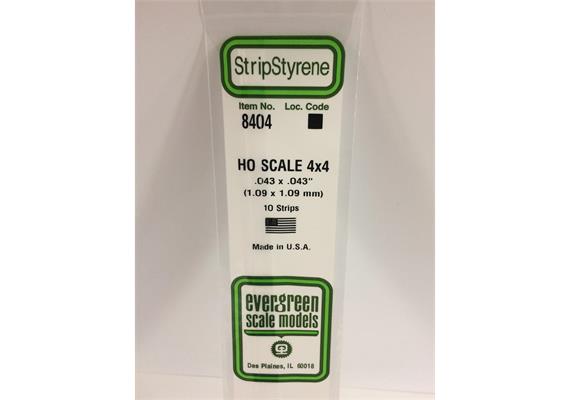 Evergreen 8404 Maßstab 1:87: Leisten, 350x1,1x1,1 mm, 10 Stück | Bild 2