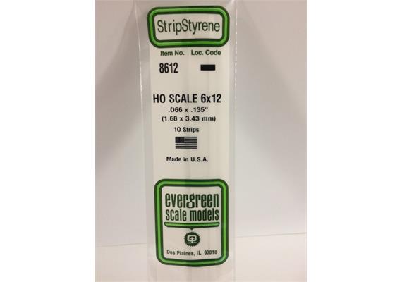Evergreen 8612 Maßstab 1:87: Leisten, 350x1,7x3,4 mm, 10 Stück | Bild 2