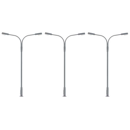 Faller 180120 LED-Kofferleuchte, zweiarmig, kaltweiß, 3 Stück - H0 (1:87)