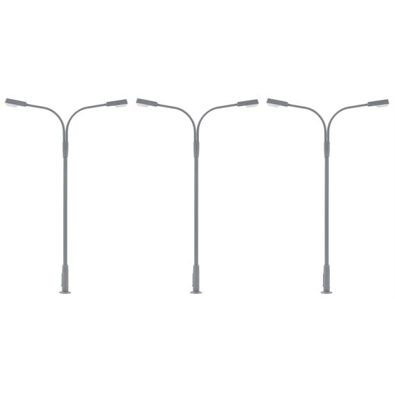 Faller 180120 LED-Kofferleuchte, zweiarmig, kaltweiß, 3 Stück - H0 (1:87)