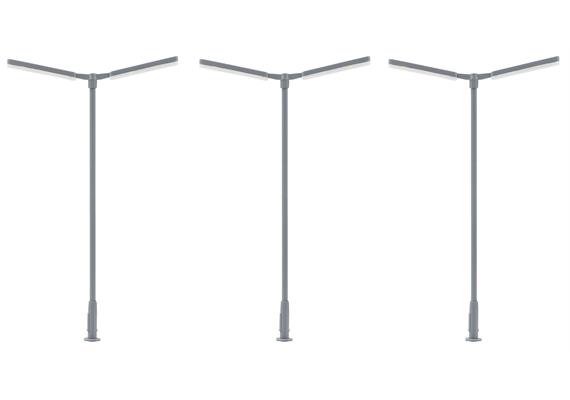 Faller 180122 LED-Kreuzmastleuchte, zweiarmig, kaltweiss, 3 Stück - H0 (1:87)