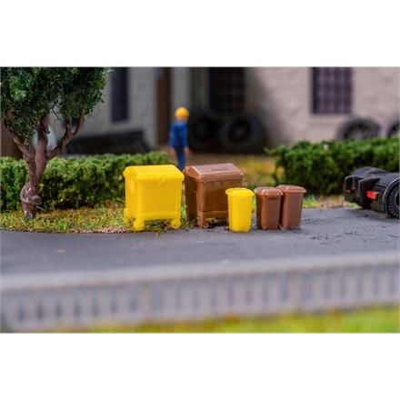 Faller 272926 Mülltonnen-Set, braun und gelb - N (1:160)