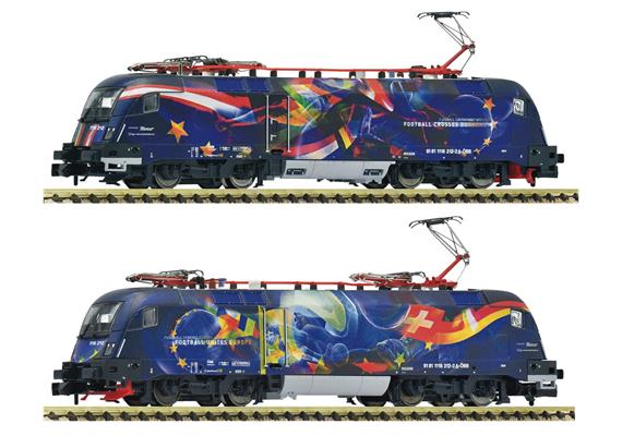 Fleischmann 7570070 ÖBB E-Lok 1116 212-2 „Fußball vereint Europa", DC, digital/Sound - N