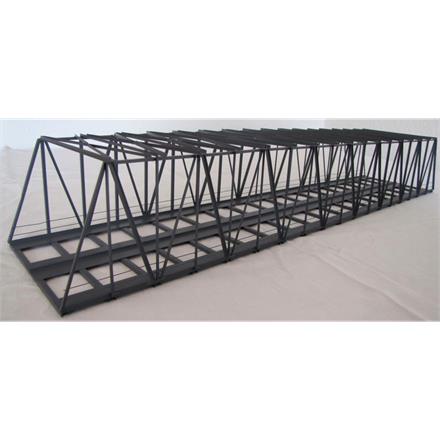 HACK 11560 K63S-2 Lange Kastenbrücke schräg, 63 cm grau, 2-gleisig - H0 (1:87)