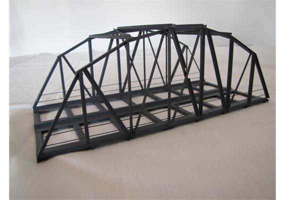 HACK 13040 Bogenbrücke 24 cm 2-gleisig grau, B24-2 Fertigmodell aus Weissblech, H0 1:87