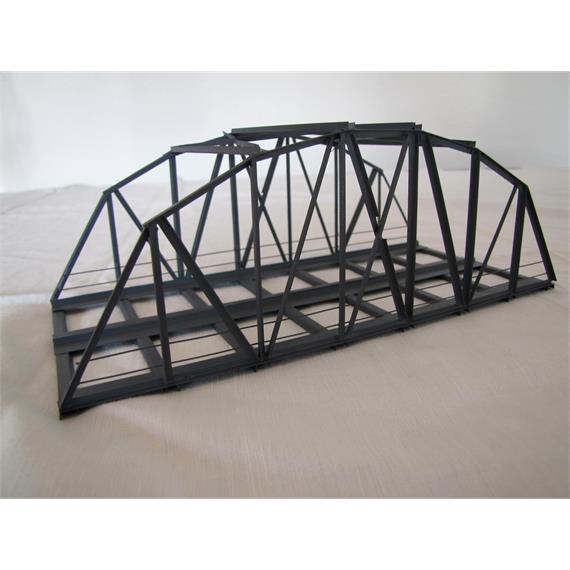 HACK 13040 Bogenbrücke 24 cm 2-gleisig grau, B24-2 Fertigmodell aus Weissblech, H0 1:87