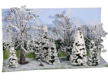 Heki 2101 Winterwald, 10 Bäume und Tannen, 7 - 14 cm
