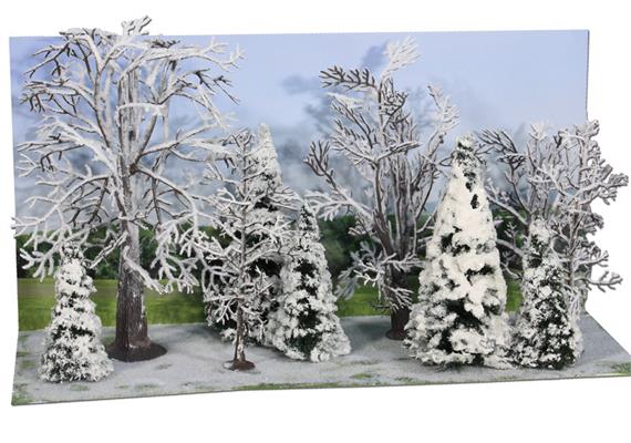 Heki 2101 Winterwald, 10 Bäume und Tannen, 7 - 14 cm