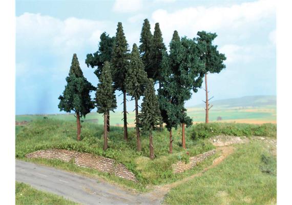 HEKI 2264 Nadelwald, 14 Nadelbäume 10 - 17 cm - H0 (1:87)