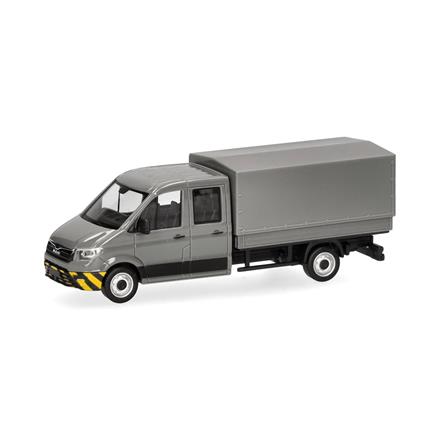Herpa 098328 MAN TGE Doppelkabine mit Pritsche, grau/gelb - H0 (1:87)