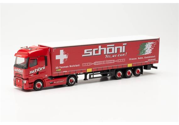 Herpa 316446 Renault T facelift Gardinenplanen-Sattelzug "Schöni International" - H0 | Bild 1