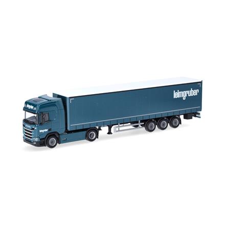 Herpa 958752 Scania CR20 HD Gardinenplanen-Sattelzug "Leimgruber", Schweiz - H0 (1:87)
