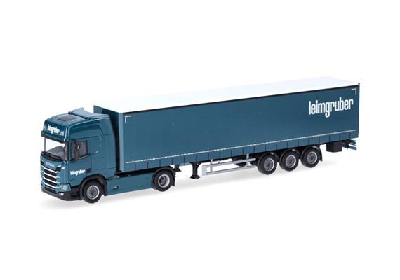 Herpa 958752 Scania CR20 HD Gardinenplanen-Sattelzug "Leimgruber", Schweiz - H0 (1:87) | Bild 1